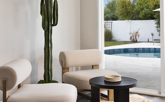 Luxury vacation rental bedroom with designer finishes